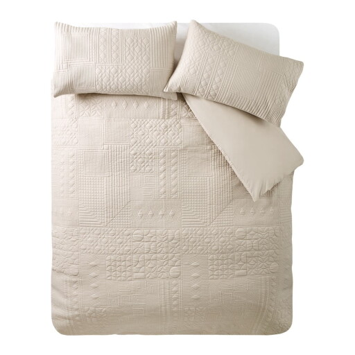 Lenjerie de pat bej pentru pat dublu 200x200 cm Folkstone Geo – Catherine Lansfield