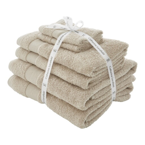 Prosoape de baie bej 6 buc. din bumbac din frotir Anti-Bacterial – Catherine Lansfield