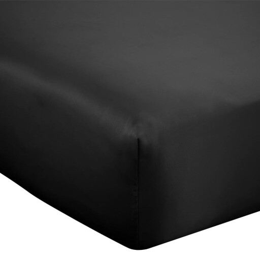 Cearceaf negru din satin cu elastic 135x190 cm Silky Soft – Catherine Lansfield