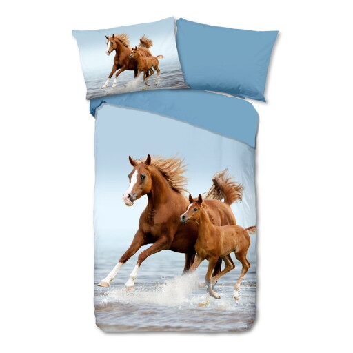 Lenjerie de pat pentru copii albastră din bumbac pentru pat de o persoană 140x200 cm Free – Good Morning