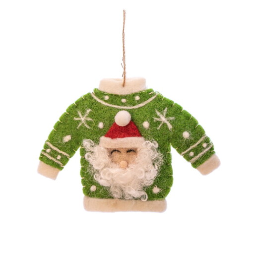 Ornament de Crăciun lucrat manual din material textil 12 cm Santa Jumper – Sass & Belle
