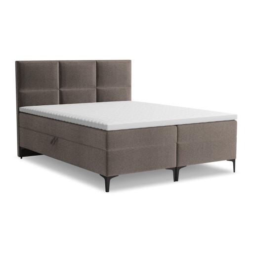 Pat boxspring maro cu spațiu de depozitare 160x200 cm Pakalana – Makamii