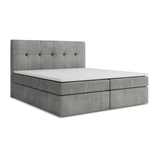 Pat boxspring gri cu spațiu de depozitare 180x200 cm Palta – Makamii