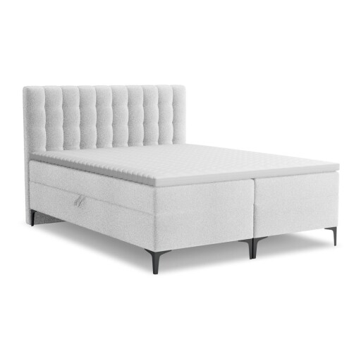 Pat boxspring argintiu cu spațiu de depozitare 160x200 cm Puhala – Makamii