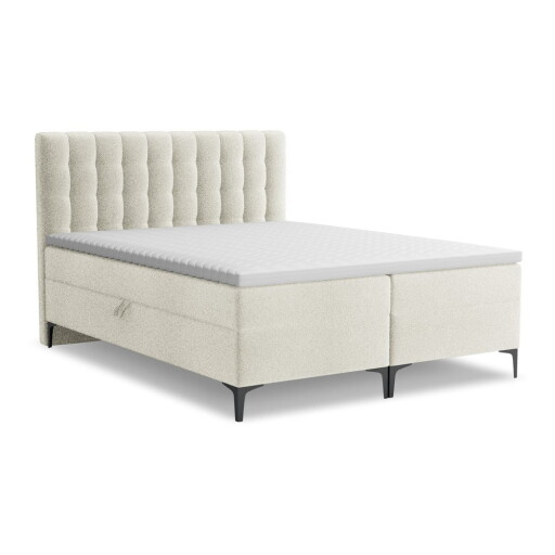 Pat boxspring bej cu spațiu de depozitare 160x200 cm Puhala – Makamii