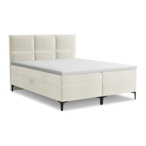 Pat boxspring bej cu spațiu de depozitare 160x200 cm Pakalana – Makamii