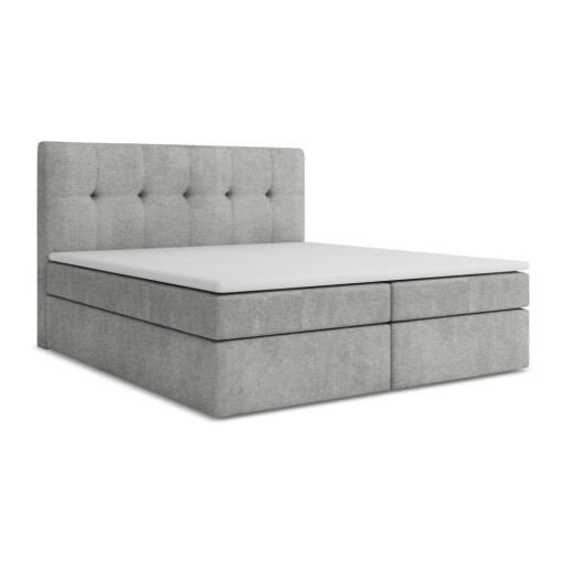 Pat boxspring gri deschis cu spațiu de depozitare 180x200 cm Palta – Makamii