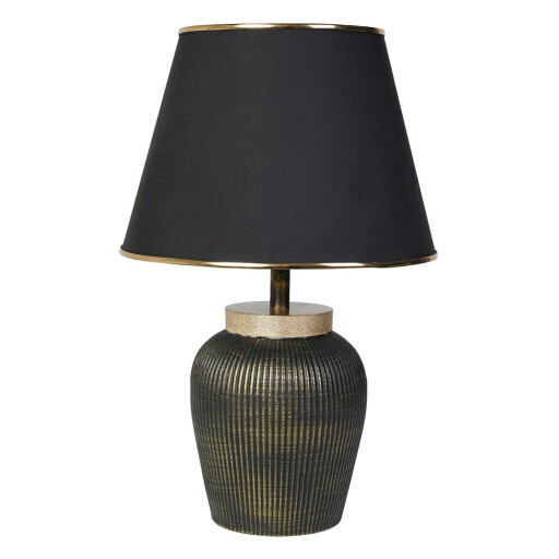 Veioză neagră-aurie cu abajur textil (înălțime 50 cm) Oxa – Opviq lights