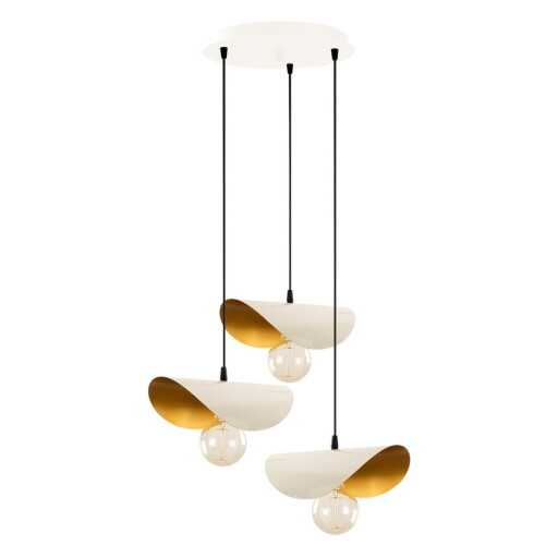 Lustră albă-aurie cu abajur din metal Sivani – Opviq lights