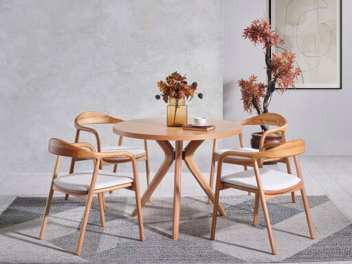 Set masa si 4 scaune, Hanah Home, Lindy, Natural