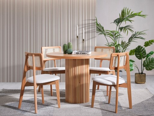 Set masa si 4 scaune, Hanah Home, Lova, Natural