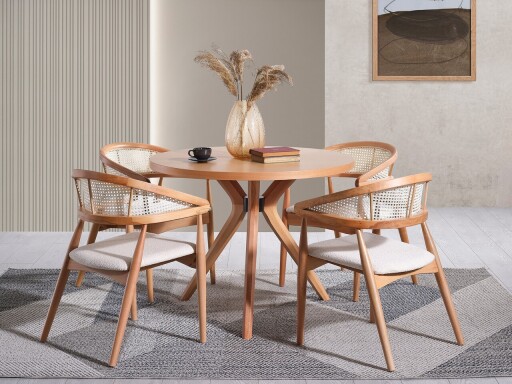 Set masa si 4 scaune, Hanah Home, Vegas, Natural