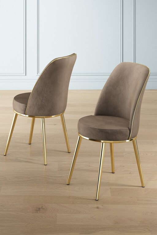 Set scaune 6 piese, Hanah Home, Pefa, Cappuccino / Aur