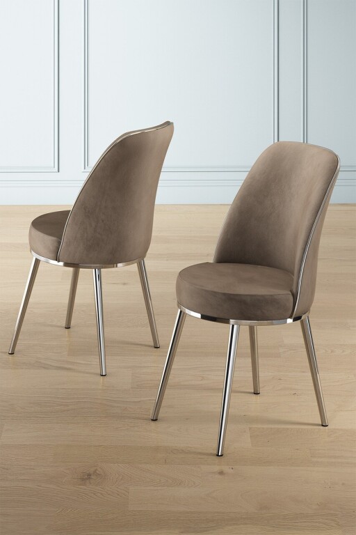 Set scaune 6 piese, Hanah Home, Pefa, Cappuccino / Chrome