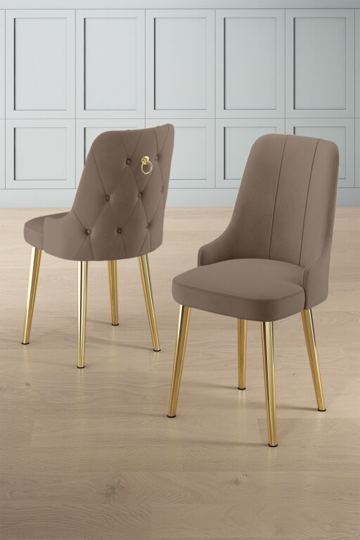 Set scaune 6 piese, Hanah Home, Newa, Cappuccino / Aur