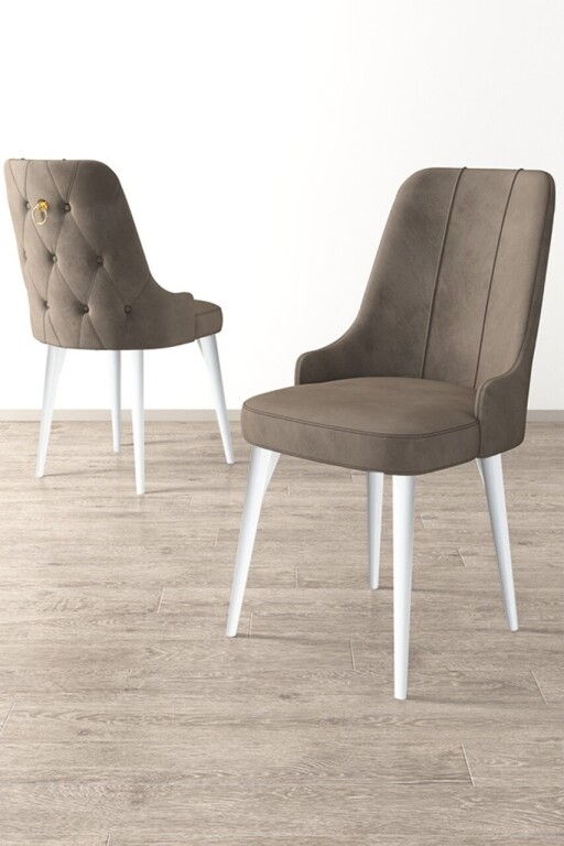 Set scaune 6 piese, Hanah Home, Newa, Cappuccino / Alb