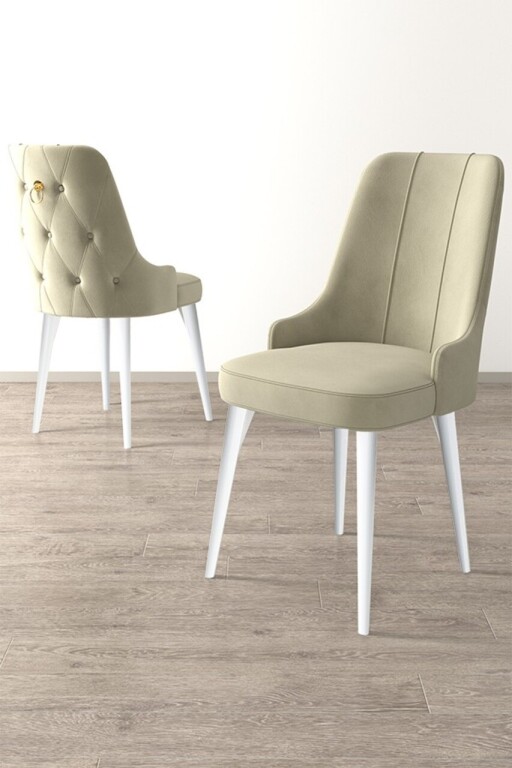 Set scaune 6 piese, Hanah Home, Newa, Crem/Alb