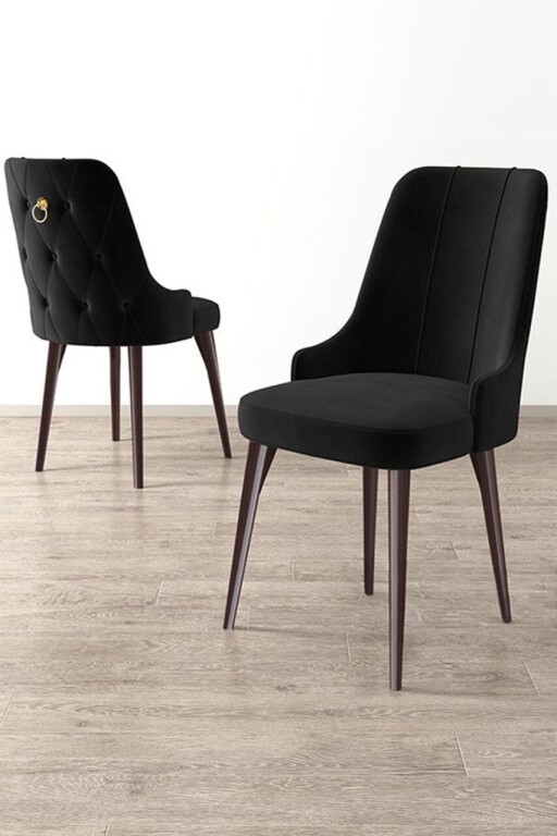 Set scaune 6 piese, Hanah Home, Newa, Negru/Maro