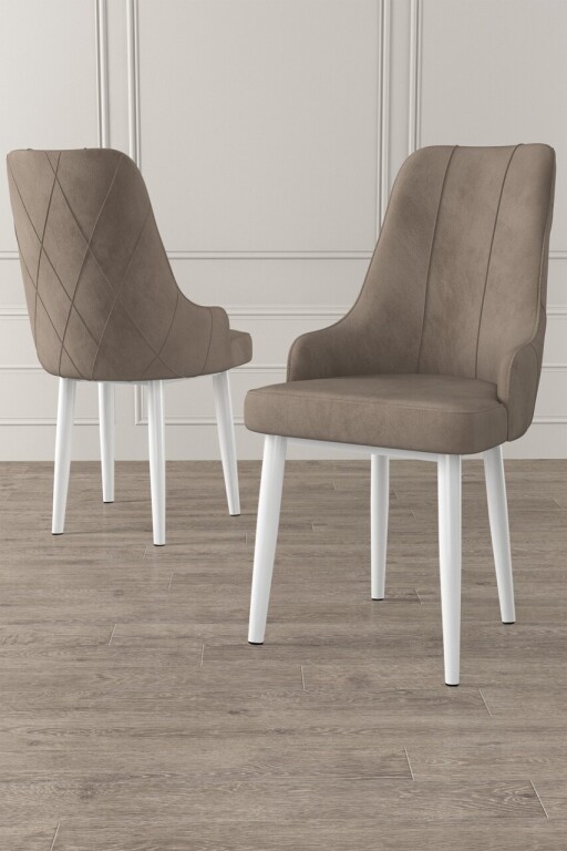 Set scaune 6 piese, Hanah Home, Trex, Cappuccino / Alb