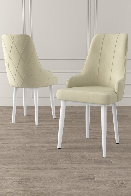 Set scaune 6 piese, Hanah Home, Trex, Crem/Alb