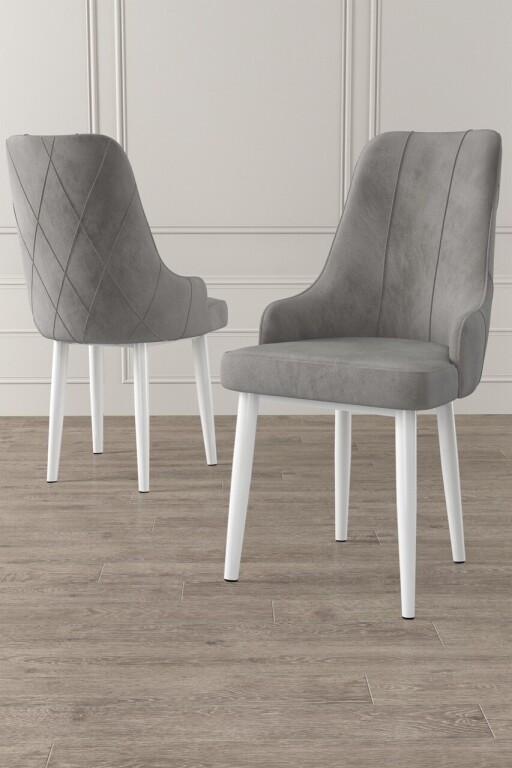 Set scaune 6 piese, Hanah Home, Trex, Gri/Alb