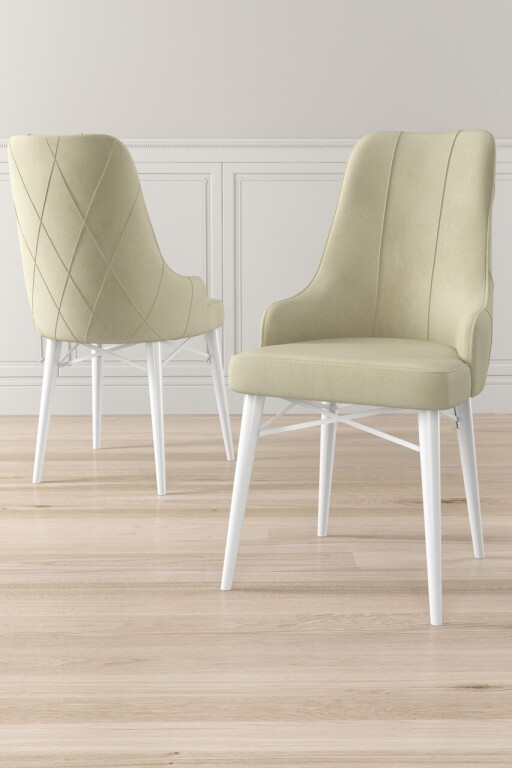 Set scaune 6 piese, Hanah Home, Neta, Crem/Alb