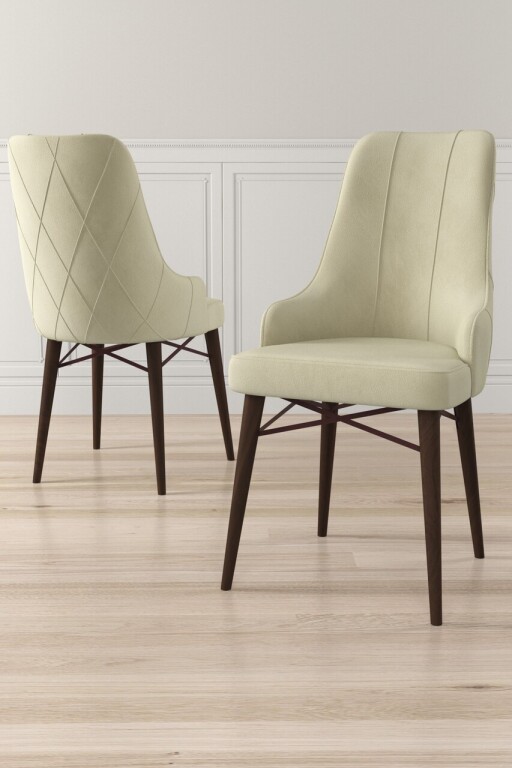 Set scaune 6 piese, Hanah Home, Neta, Crem/Maro