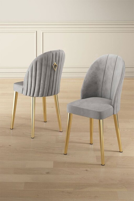 Set scaune 6 piese, Hanah Home, Mara, Gri / Auriu