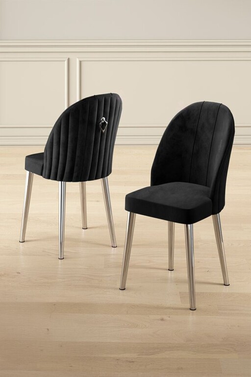 Set scaune 6 piese, Hanah Home, Mara, Negru / Crom