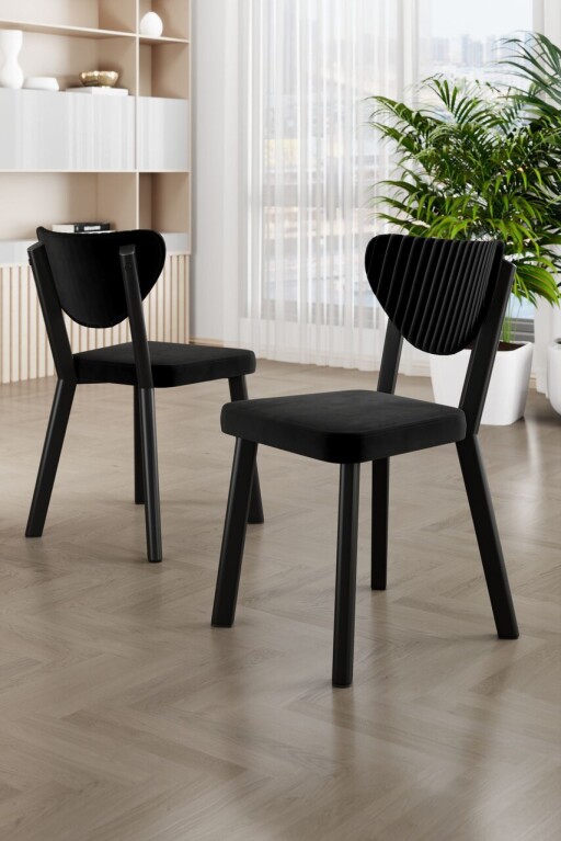 Set scaune 6 piese, Hanah Home, Arfe, Negru