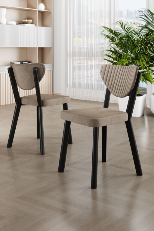 Set scaune 6 piese, Hanah Home, Arfe, Cappuccino / Negru