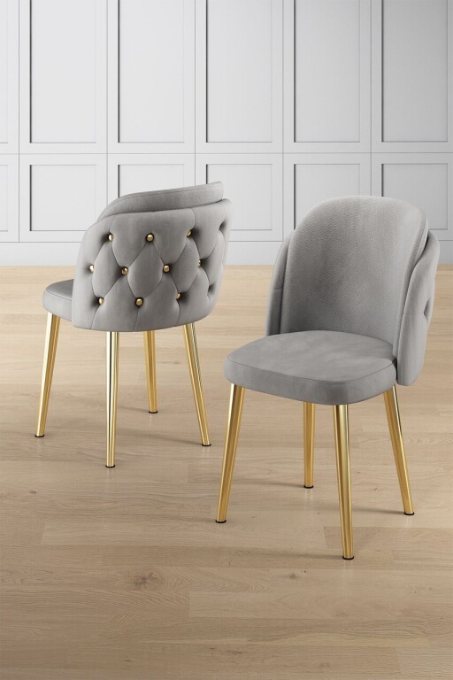 Set scaune 6 piese, Hanah Home, Axle, Gri / Auriu