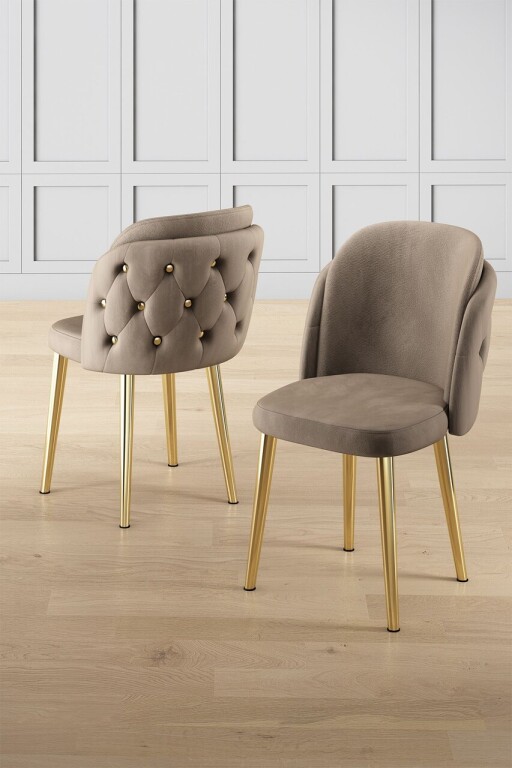 Set scaune 6 piese, Hanah Home, Axle, Cappuccino / Aur