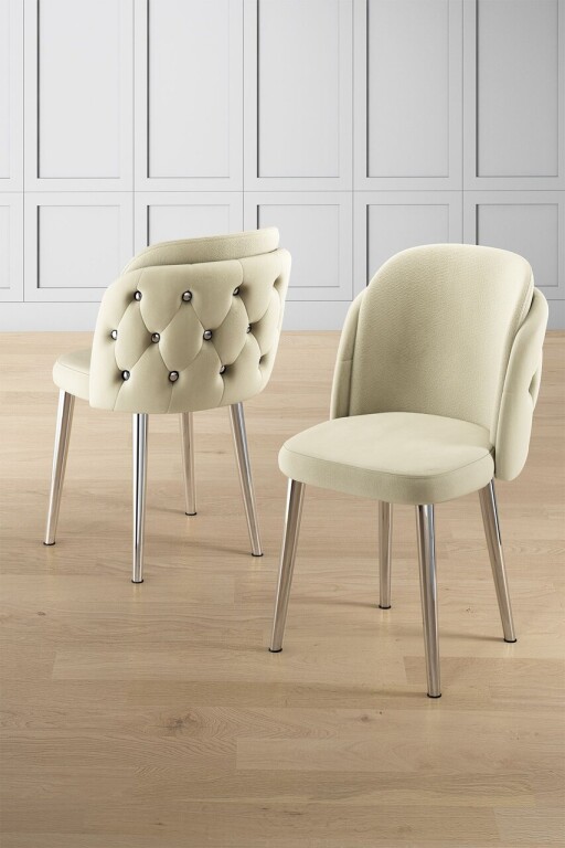 Set scaune 6 piese, Hanah Home, Axle, Crem / Crom