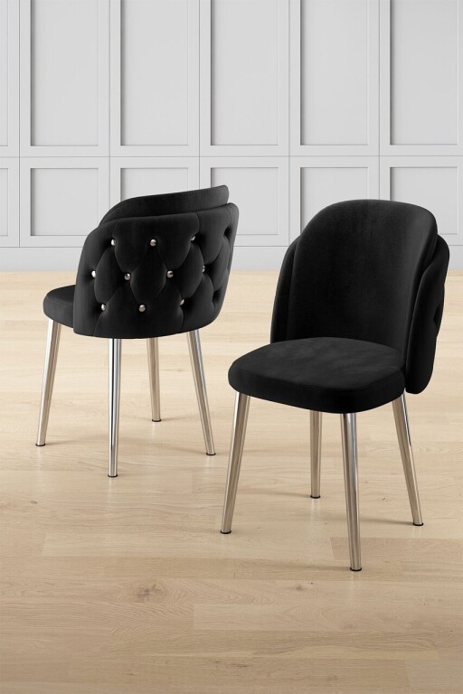 Set scaune 6 piese, Hanah Home, Axle, Negru / Crom