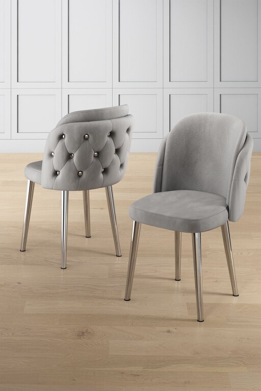 Set scaune 6 piese, Hanah Home, Axle, Gri/Crom