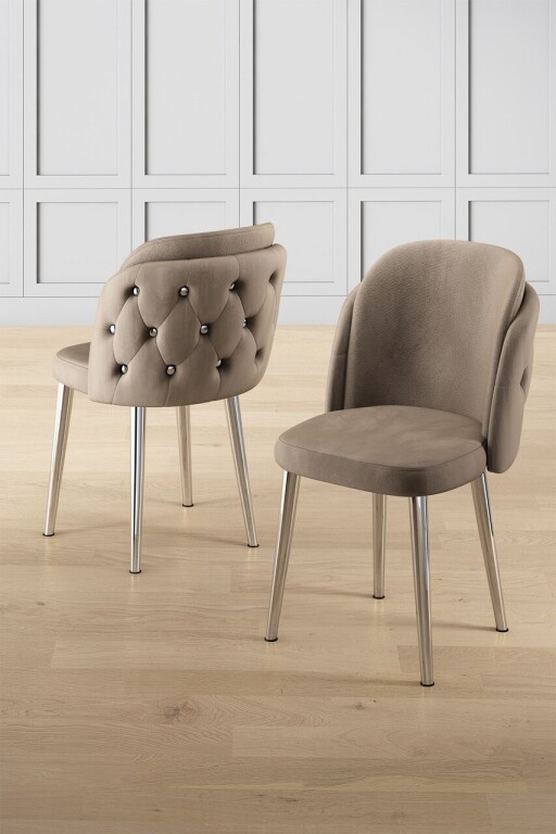 Set scaune 6 piese, Hanah Home, Axle, Cappuccino / Chrome