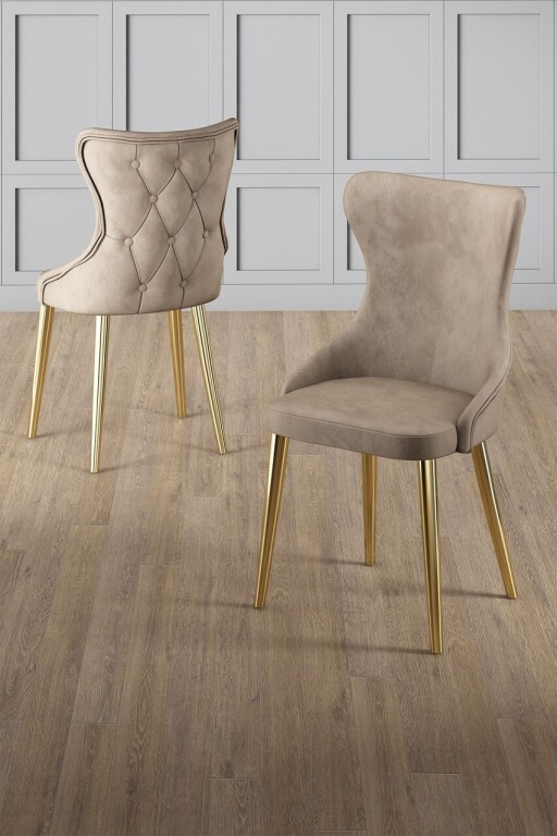 Set scaune 6 piese, Hanah Home, Alpa, Cappuccino / Aur