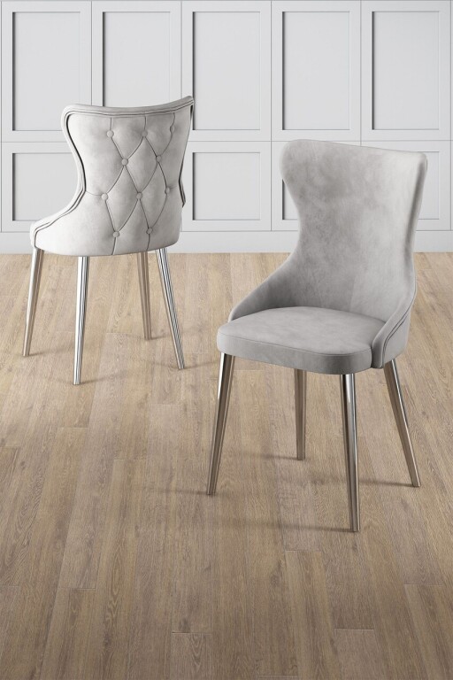 Set scaune 6 piese, Hanah Home, Alpa, Gri/Crom