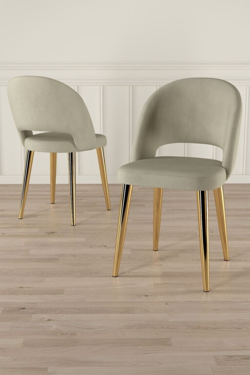 Set scaune 6 piese, Hanah Home, Pane, Crem / Aur