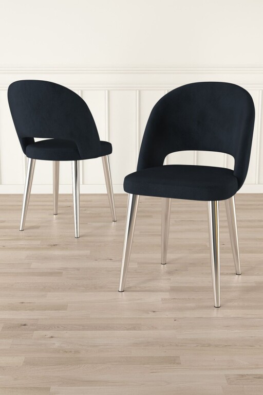 Set scaune 6 piese, Hanah Home, Pane, Antracit / Crom