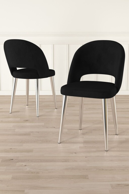 Set scaune 6 piese, Hanah Home, Pane, Negru / Crom