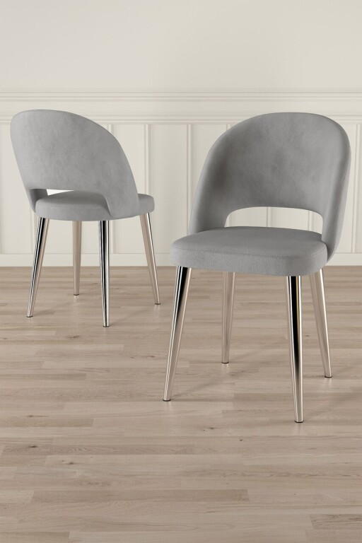 Set scaune 6 piese, Hanah Home, Pane, Gri/Crom