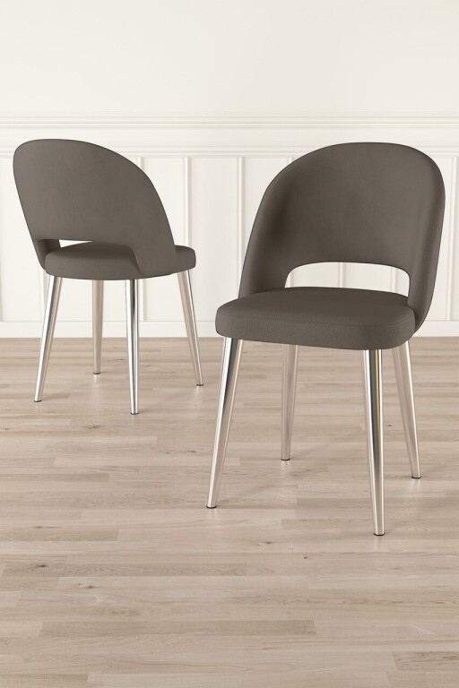 Set scaune 6 piese, Hanah Home, Pane, Cappuccino / Chrome