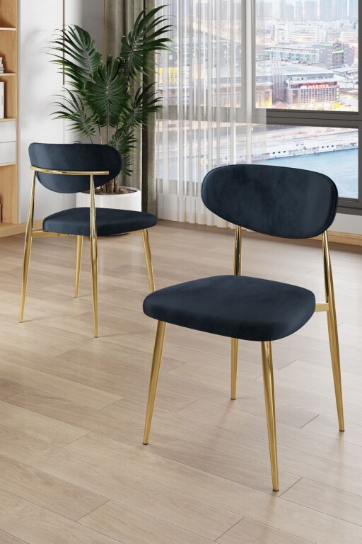 Set scaune 6 piese, Hanah Home, Vina, Antracit / Aur