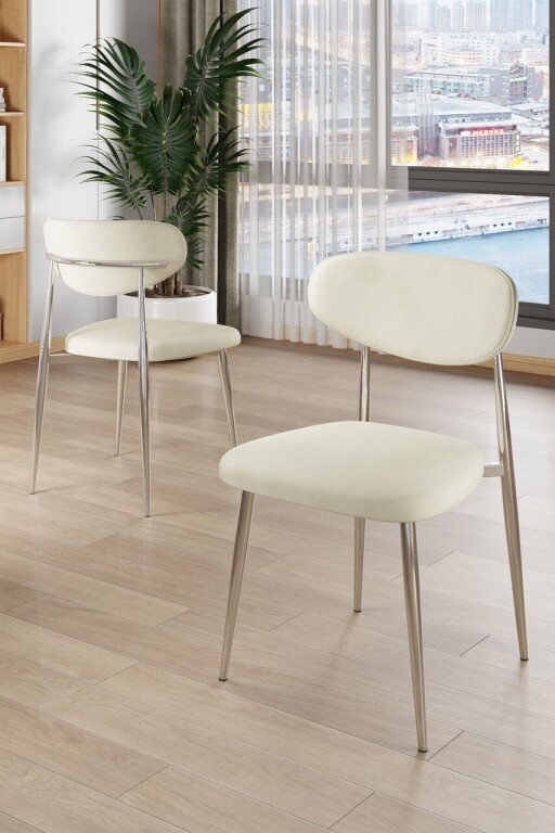 Set scaune 6 piese, Hanah Home, Vina, Crem / Crom