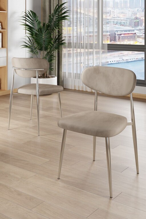 Set scaune 6 piese, Hanah Home, Vina, Cappuccino / Chrome