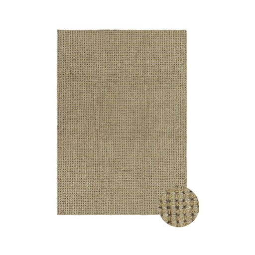 Covor kaki lavabil, țesut manual din lână 80x140 cm Unexpected Wool – Lorena Canals