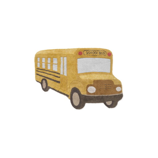 Covor pentru copii galben ocru lavabil, țesut manual din bumbac 90x130 cm School Bus – Lorena Canals