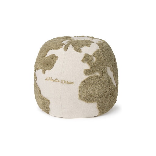 Fotoliu puf pentru copii verde-crem World Map – Lorena Canals